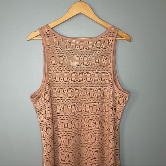 NWT La Vie en Rose Crochet Maxi Dress Beach Cover Up XL Brown - Picture 8 of 10